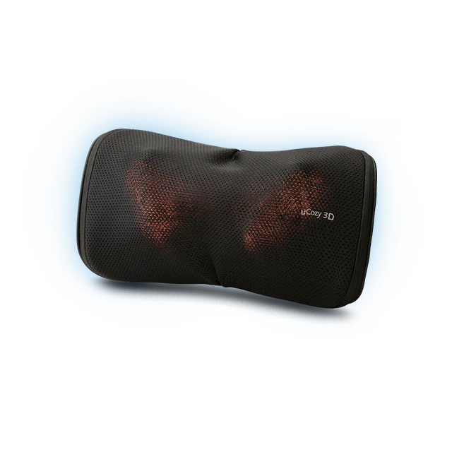 uCozy 3D Neck & Shoulder Massager in black with visible rotating massage nodes designed for targeted muscle relief.