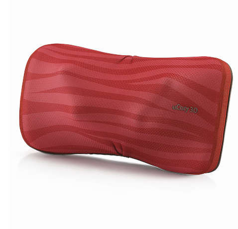 uCozy 3D Neck & Shoulder Massager in red with contoured design for targeted muscle relief and ergonomic comfort.